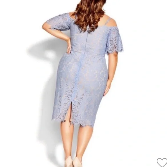 City Chic NWT powder blue off the shoulder size XXL /24 dress - Picture 4 of 10
